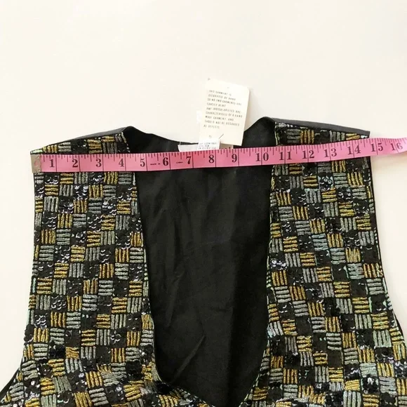 VTG Summit Hill Sequenced Beaded Vest Gold Silver Black Neutral Colors NWT Sz L - Picture 8 of 8